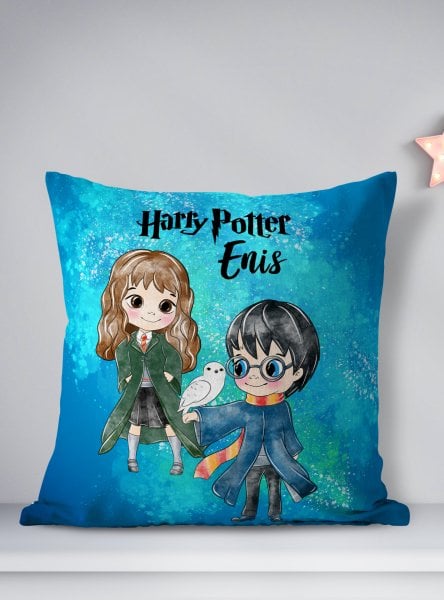 Kişiye Özel Çift Taraflı Kare Kırlent Kılıfı Harry Potter