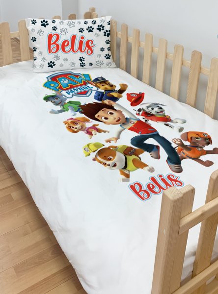 Kişiye Özel Montessori Mikro Saten Nevresim Seti Paw Patrol