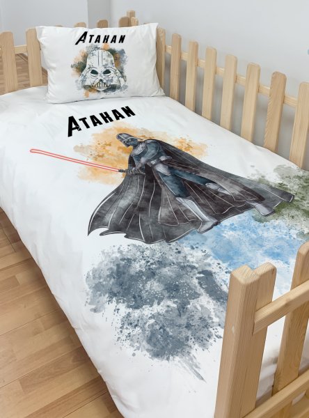 Kişiye Özel Montessori Mikro Saten Nevresim Seti Star Wars