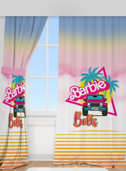 Kişiye Özel Baskılı Fon Perde Barbie