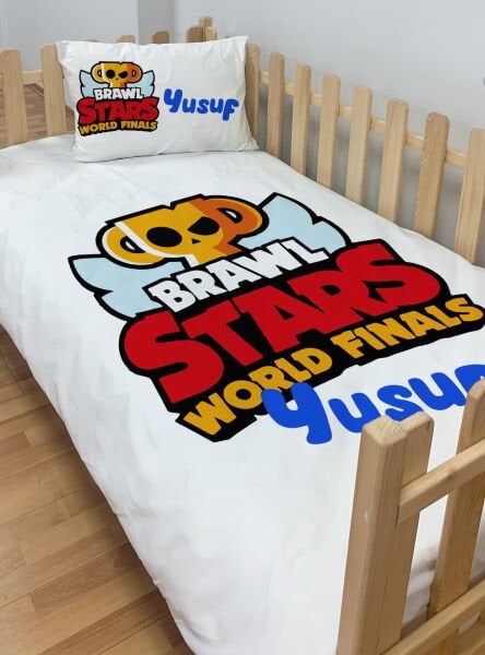 Kişiye Özel Montessori Mikro Saten Nevresim Seti Brawl Stars