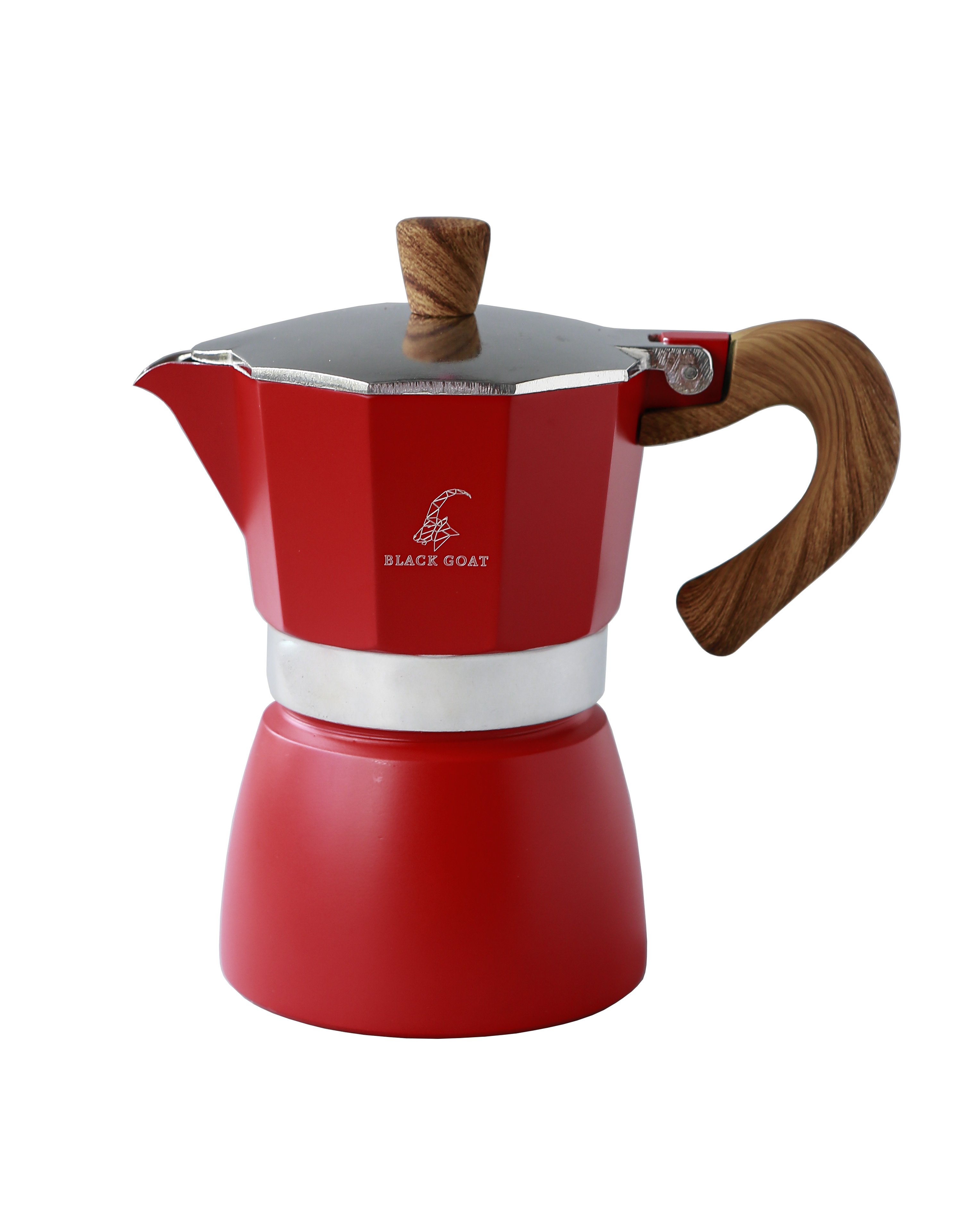 Black Goat 3 Cup Moka Pot -  Kırmızı