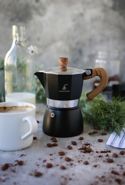 Black Goat 3 Cup Moka Pot -  Siyah