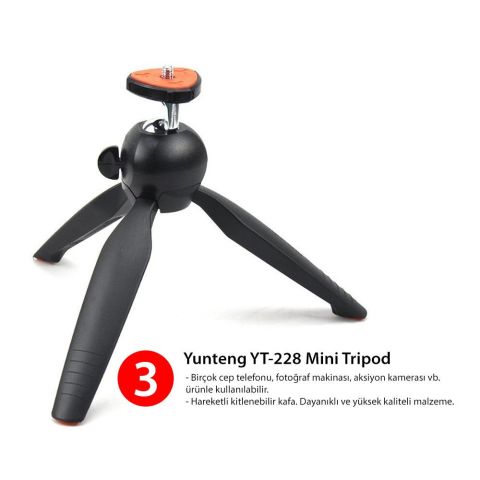 Telefon İçin Mikrofonlu Monopod Tripod Youtuber Seti V1