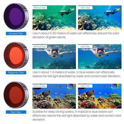 Ulanzi OA-9 Dji Osmo Action Su Altı Filtre Seti