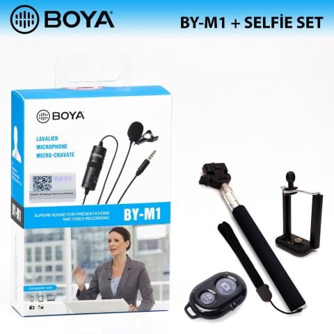 Boya BY-M1 Yaka Mikrofonu + Selfie Set