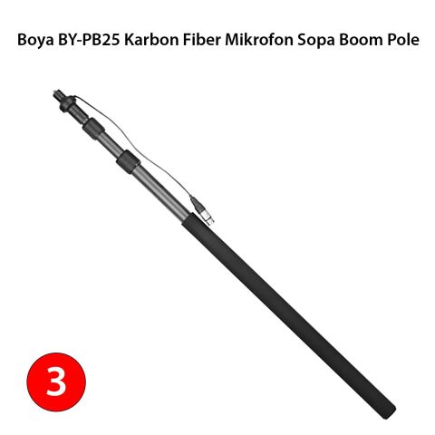 Boya Boom Pole Sopa + Shutgun Mikrofon + Rüzgar ve Şok Emici