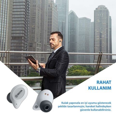 Boya BY-AP1 Kablosuz Bluetooth Kulaklık Beyaz