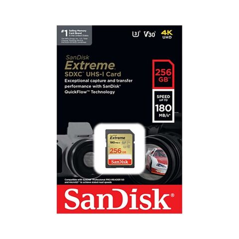Sandisk Extreme 256GB 180mb/s SDXC Hafıza Kartı