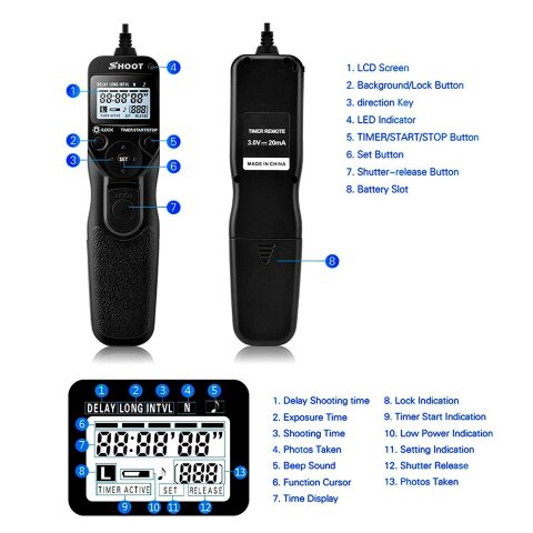 Shoot MC-30 Nikon İçin Timer Uzaktan Kumanda