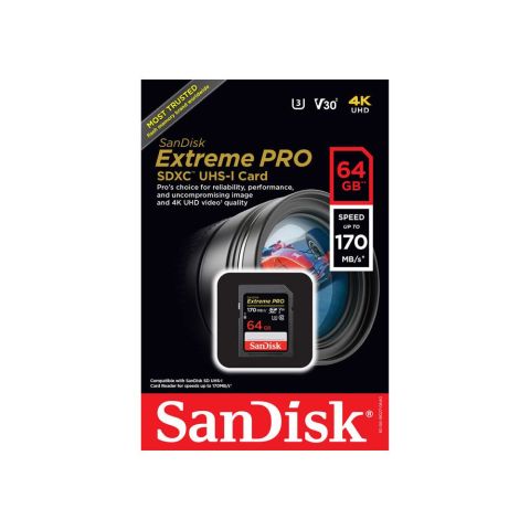 Sandisk Extreme Pro 64gb 170mb/s SDXC Hafıza Kartı