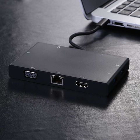 S-1600 Type-c 8in1 HDMI VGA USB LAN SD TYPE-C Audi