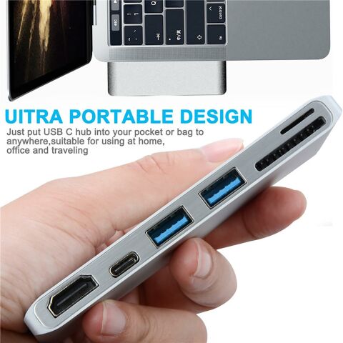 Type-c 6in1 HDMI USB TF SD Çevirici Hub 4K