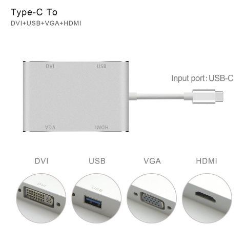 Ce-link Type-c to VGA DVI HDMI USB Conv. 4in1 Hub