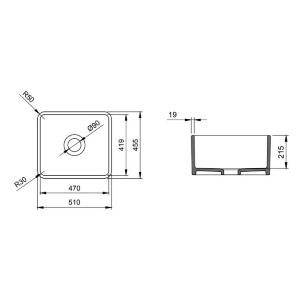 BOCCHİ Lavello Dekorlu Mutfak Eviyesi 50 cm Parlak Beyaz