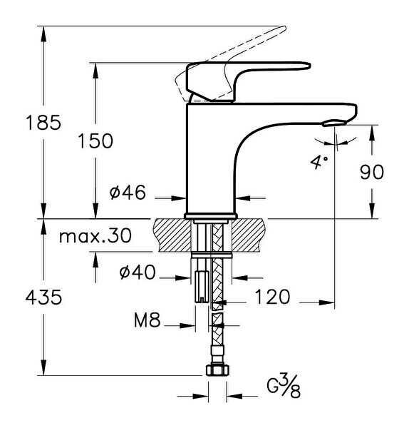 Artema Root Round Lavabo Bataryası, Krom