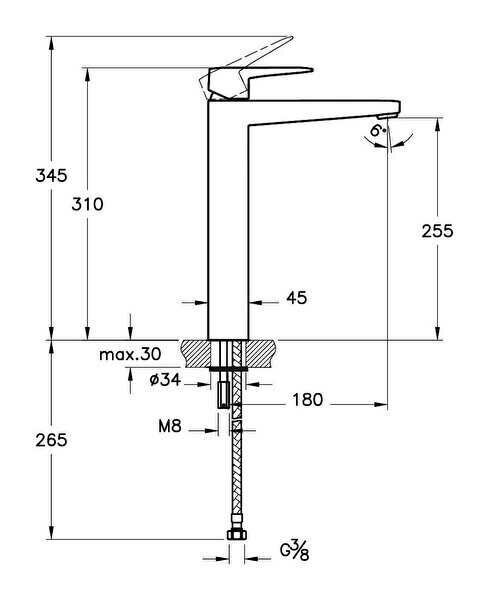 Artema Root Round Tezgah üstü Lavabo Bataryası, Krom