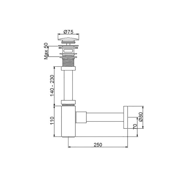 NEWARC Corner Lavabo Sifonu (Altın-Basmalı-Delikli)