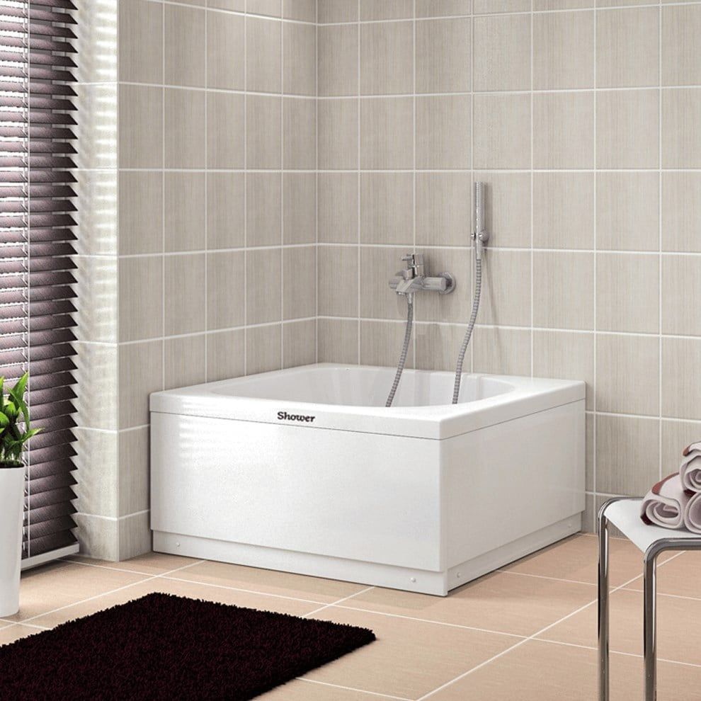 Shower Mina Oturmalı Kare Mini Küvet 90x90