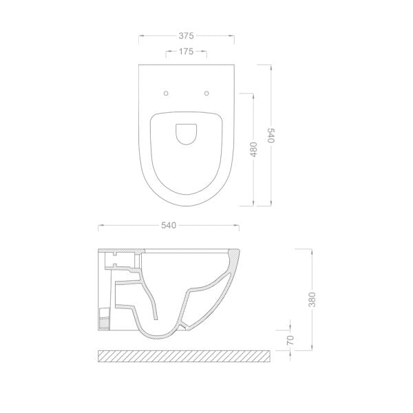 Pure Concept Geometrik Siyah Beyaz Asma Klozet  Kanalsız