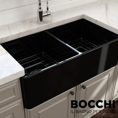BOCCHI Lavello Mutfak Eviyesi Çift Gözlü 85 cm Parlak Siyah