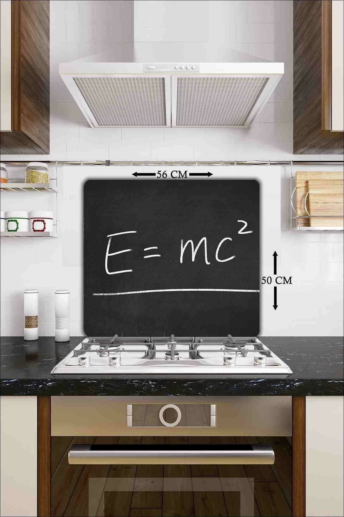 50X56 cm Cam Ocak Koruyucu e=mc2
