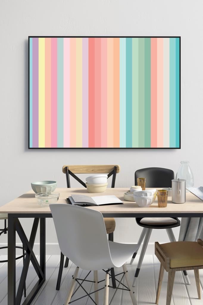 60 x 70 cm Pastel Renkler Desenli Cam Tablo 4mm Temperli Camdır