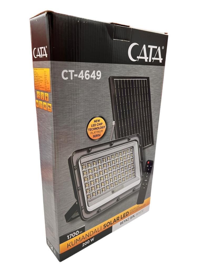 200W Kumandalı  Led Solar Projektör CT-4649 Cata