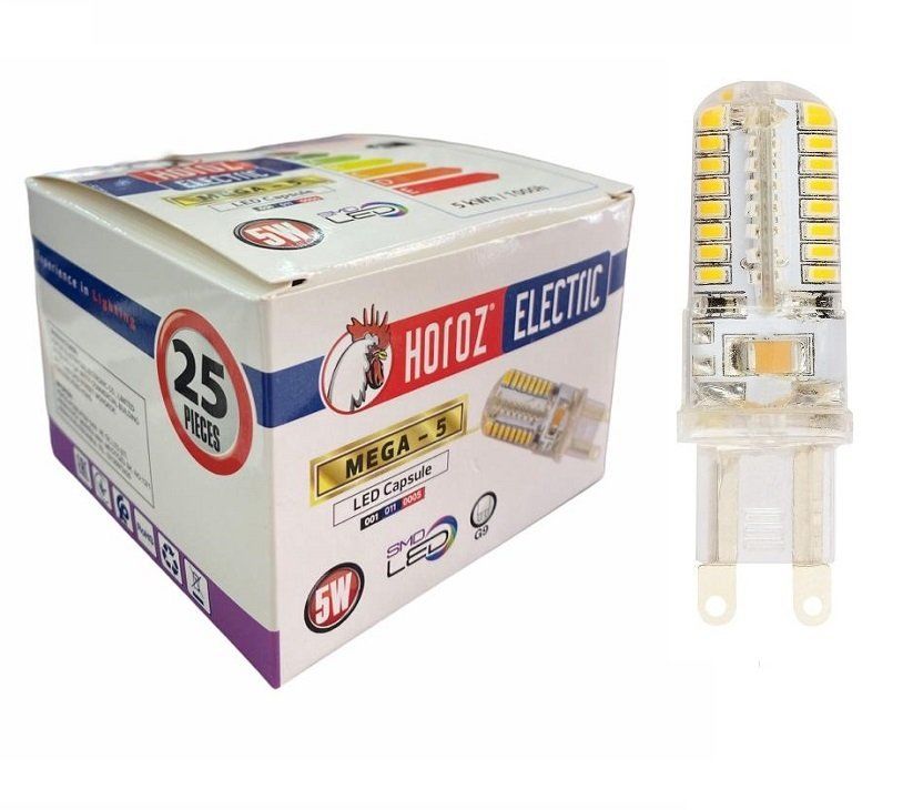 Horoz 5W Led Ampul G9 Duylu Mega-5 -25 Adet- 6400K Beyaz Işık