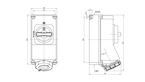 Bemis  5/32A. 90° Eğik Duvar Priz IP67 BC1-3505-7540