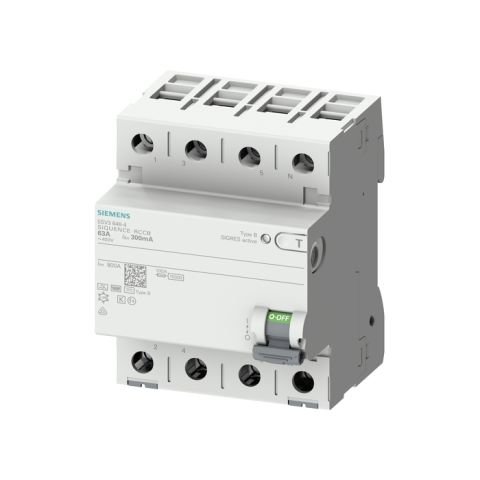 Siemens Siquence Serisi Hata Akimi Koruma Anahtari (Frekans Konvertörleri, Ups Sistemleri, Tibbi Cihazlar Vs); 40A; 400V; 300Ma; 3Faz+Nötr; Tip B,K, 70Mm 5SV3644-4