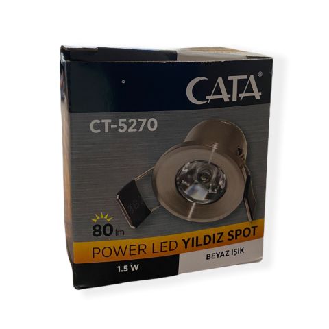 Cata 1,5 W Ledli Yıldız Spot CT-5270  Satene Beyaz Işık