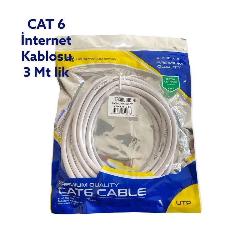 CAT 6 Data İnternet Kablosu 3 metre Paket