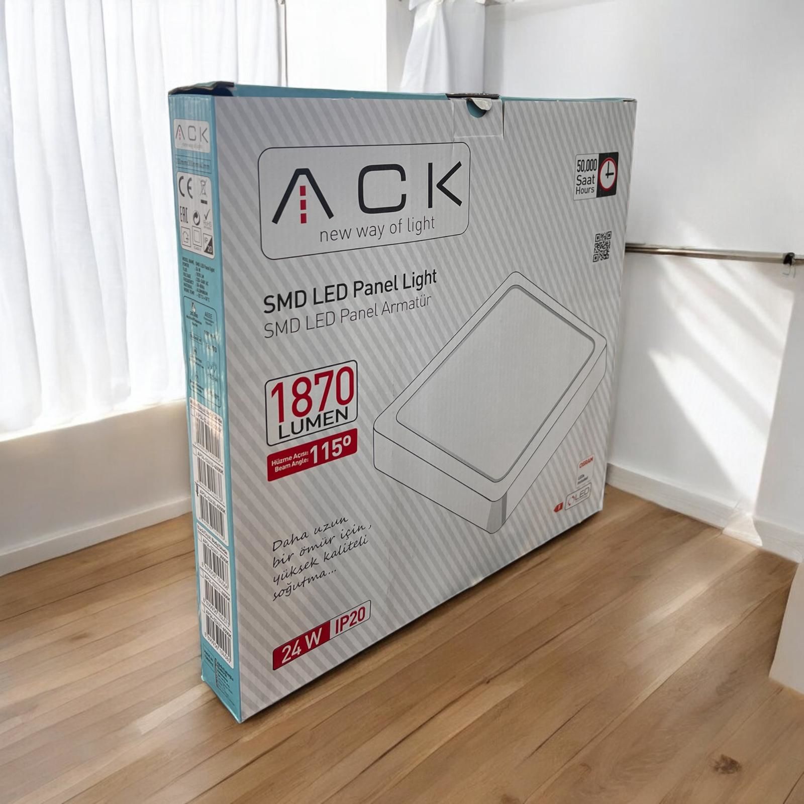 ACK AP04-02430 6500K Beyaz 24W Beyaz Kasa Sıva Üstü Kare 30x30 Led Panel