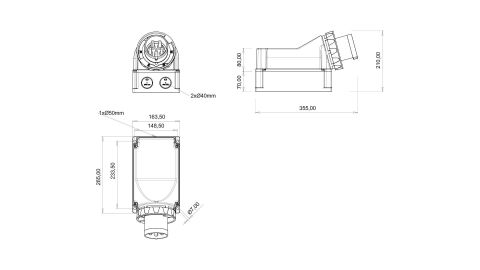 Bemis  4/160A. 90° Eğik Duvar Fişi IP67 BC1-8504-7236