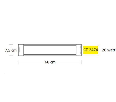 Cata 20W Yatay Led Bant Armatür Ct-2474 Beyaz Işık