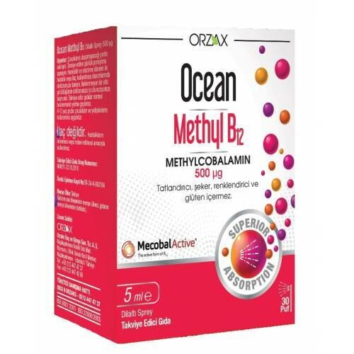 Orzax Ocean Methyl B12 Dilaltı Sprey 500 Mcg 5 ML