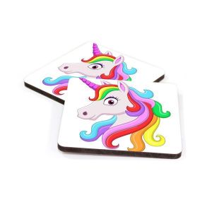 Dekoratif Mdf Bardak Altlığı Colorful Unicorn