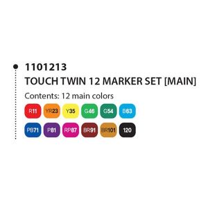 Touch Twin Marker Çift Uçlu Keçeli Kalem Ana Renkler 12'li Set