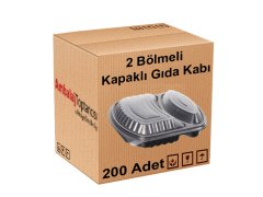 2 Bölmeli Kapaklı Gıda Kabı (Sıcağa Dayanıklı) - 200'lü