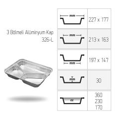 3 Bölmeli Alüminyum Kap -1000'li