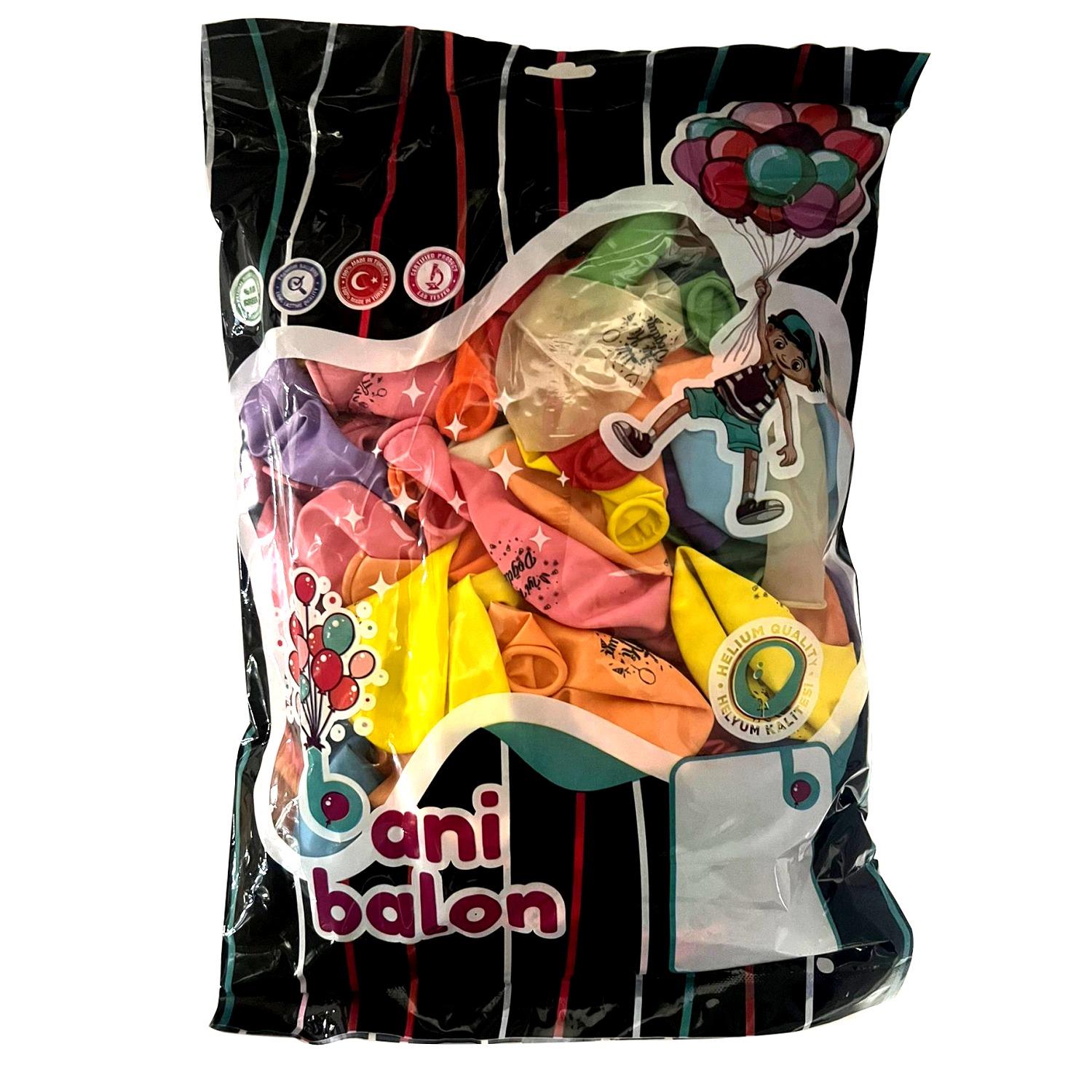 12 BANİ PASTEL BALON BASKILI İYİKİ DOĞDUN 100 LÜ