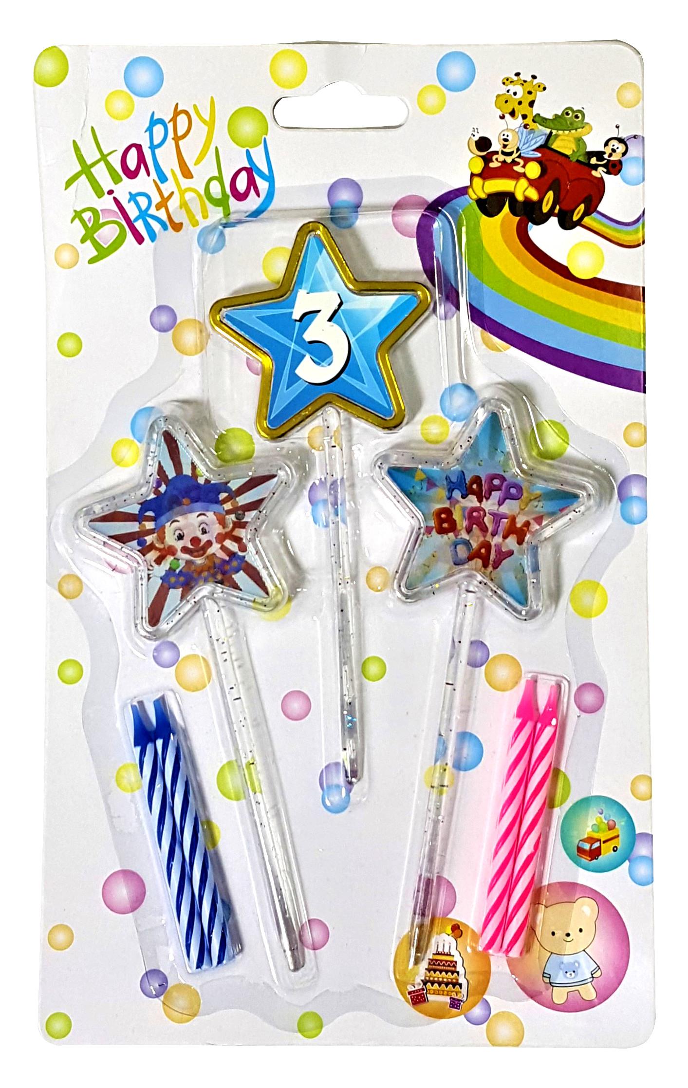 3D GÖRÜNÜMLÜ MUM 3 YAŞ YILDIZ MODELİ MAVİ 12.5CM PK:12