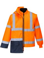 Portwest 5-in-1 Hi-Vis Turuncu Lacivert Parka