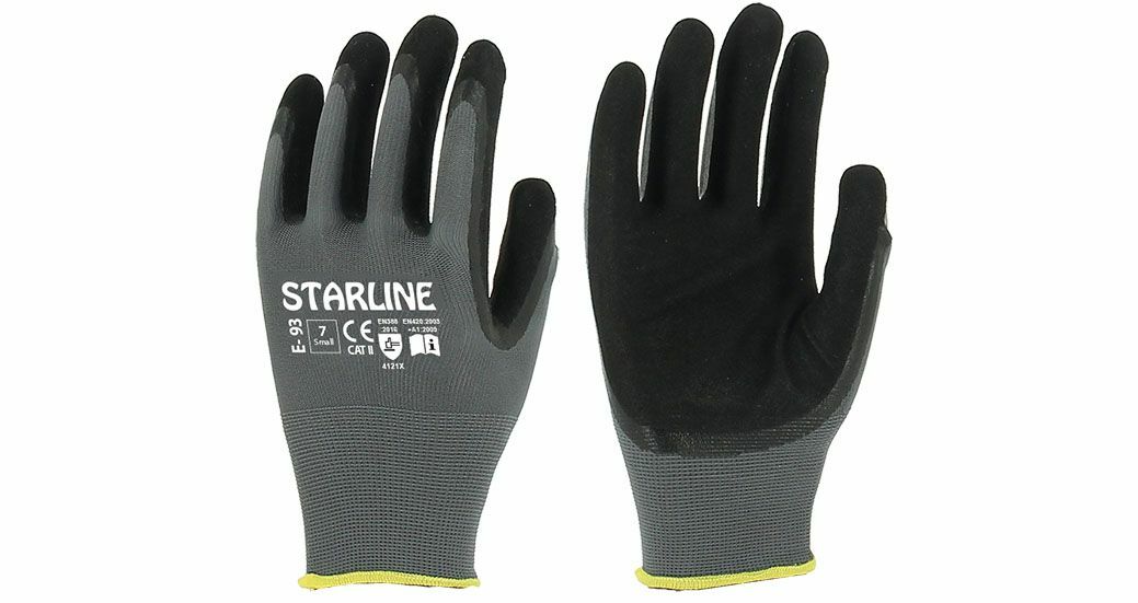 Starline E-93 1/2 Sandy Finish Köpük Nitril Kaplı Polyester Astarlı İş Eldiven EN388-4121X