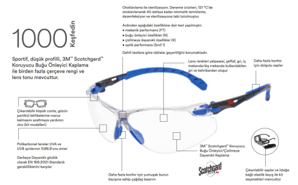 3M S1101SGA Solus Şeffaf İş Güvenliği Gözlük Kiti