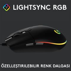 LOGITECH G G102 LIGHTSYNC RGB AYDINLATMALI 8.000 DPI KABLOLU OYUNCU MOUSE-SİYAH 910-005823