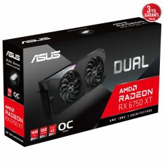 ASUS RADEON DUAL-RX6750XT-O12G 12GB GDDR6 192bit 2390MHz OC HDMI 3xDP RGB EKRAN KARTI