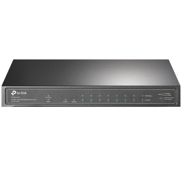 TP-LINK TL-SG1210P 10 PORT GİGABİT POE+ 8PORT GİGABİT POE 1 PORT GİGABİT RJ45 1 PORT GİGABİT SFP SWITCH