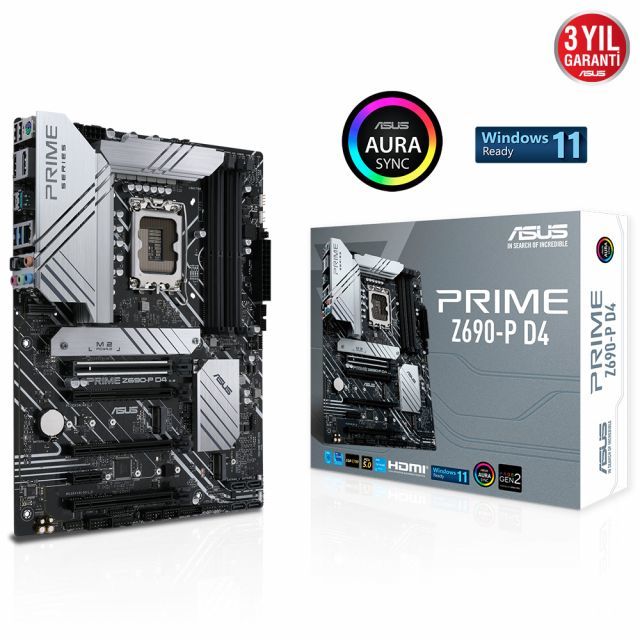 ASUS PRIME Z690-P D4 Intel Z690 LGA1700 DDR4 5333 DP HDMI 3x M2 USB3.2 AURA RGB 2.5Gbit LAN ATX PCIe5.0, ASUS 5X PROTECTION III